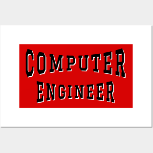 Computer Engineer in Black Color Text Posters and Art